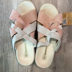 NWT Spenco Memphis 10w Women's Pink Multi-Strap Comfort Slide Platform Sandals